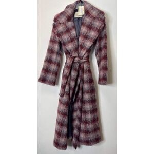 Topshop oversized brushed loose check coat  size xs